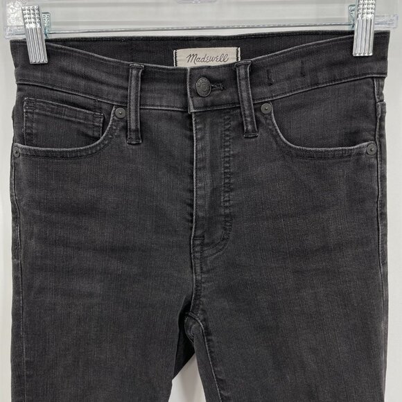 MADEWELL 9" High Rise Skinny Distressed Knee Raw Hem Black Jeans H2230 Size 25 - Picture 5 of 12